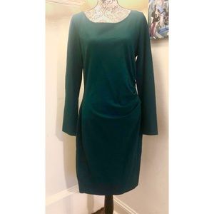KENNETH COLE Hunter Green Long Sleeve Fitted Dress